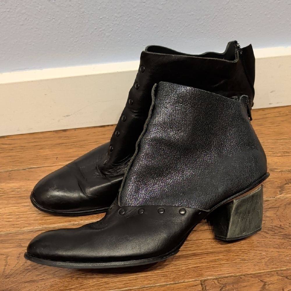 CYDWOQ Bottie Black Handmade Women's Ankle Boots
